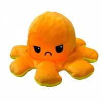 Caracatita reversibila din plus cu doua emotii, cu LED, galben/portocaliu, 20 x 8 cm, Vivo OCTOPUS-YELLOW/ORANGE